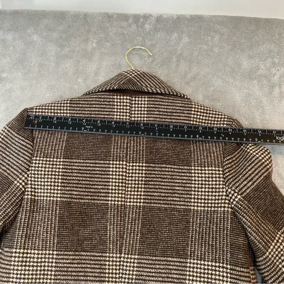 Abercrombie & Fitch The A&F Dad Coat Plaid Brown Long Overcoat Women's XXSP - Picture 7 of 16